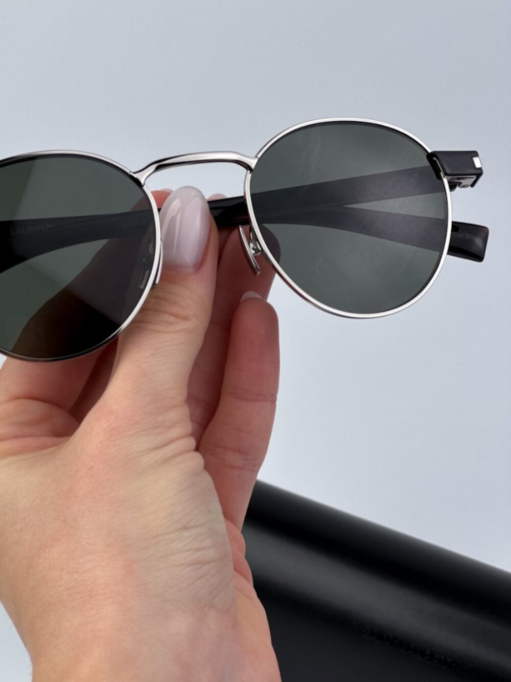 SAINT LAURENT SL707 001 SILVER HAVANA GREY OVAL SUNGLASSES